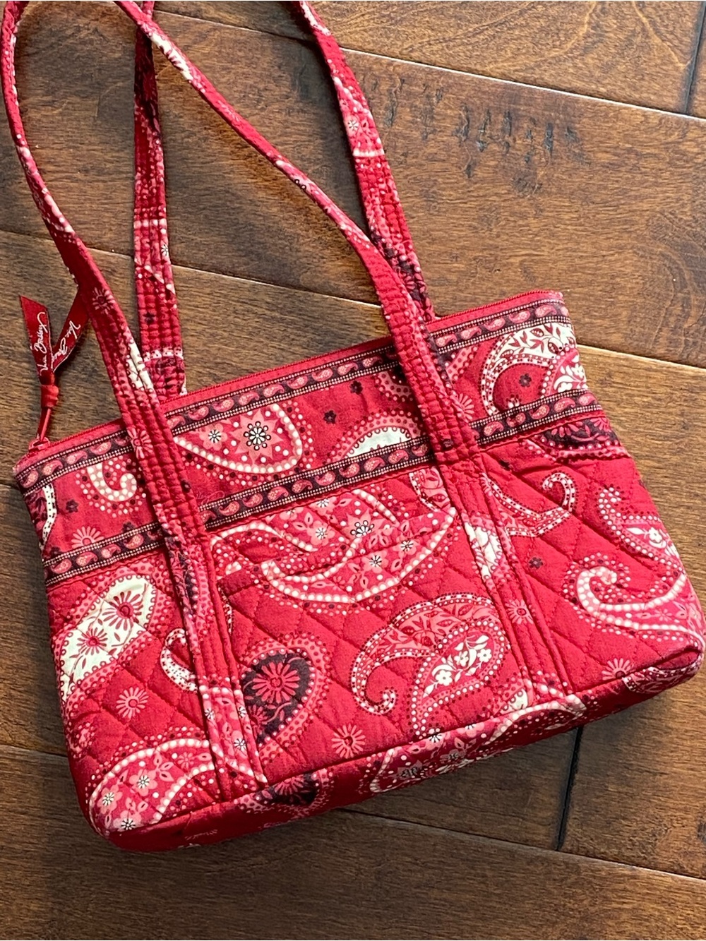 Vera Bradley Quilted Shoulder Bag Tote in Mesa Red Paisley